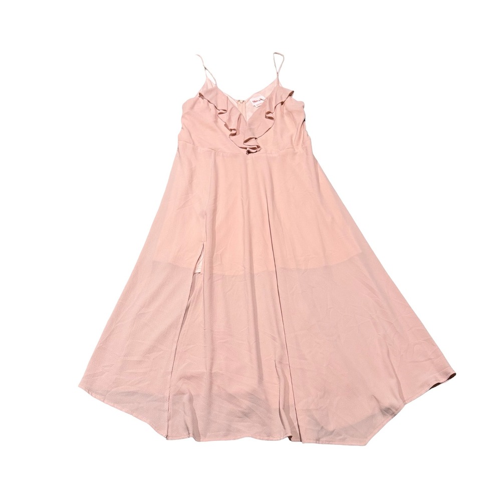 Showpo Pink Ruffle V-Neck Maxi‎ Dress Bridesmaid Formal Gown US 12 / AU 16